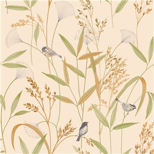 Grandeco|Boho Blumentapete grün|Inia