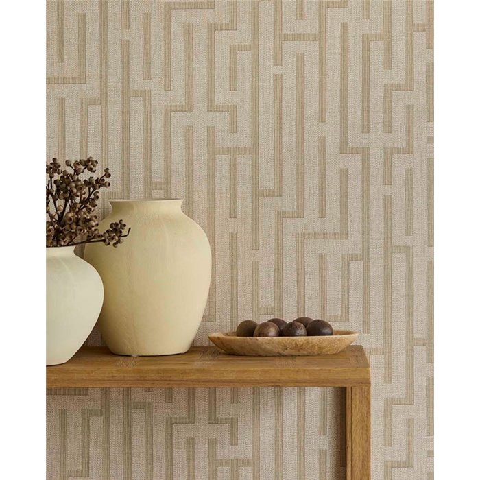 Papel pintado geométrico tipo laberinto - Eijffinger Riviera Maison 350533