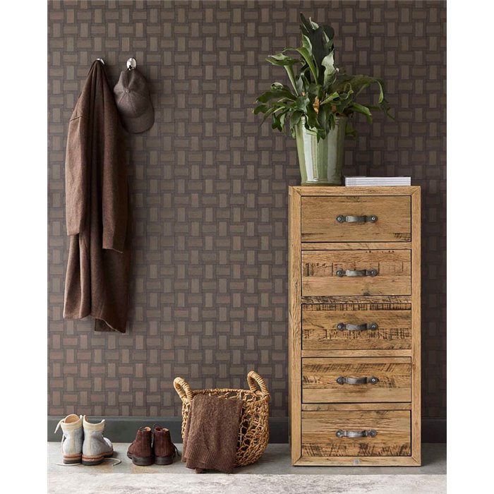 Papel pintado cuadros de mimbre entrelazado - Eijffinger Riviera Maison 350566