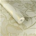Papier peint romantique silhouettes de fleurs vert et or - Eijffinger Gilded 340133