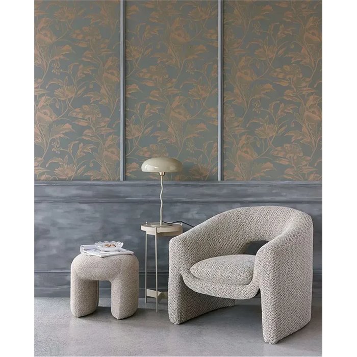 Romantische Tapete mit Blumensilhouetten in Grün Gold - Eijffinger Gilded 340133