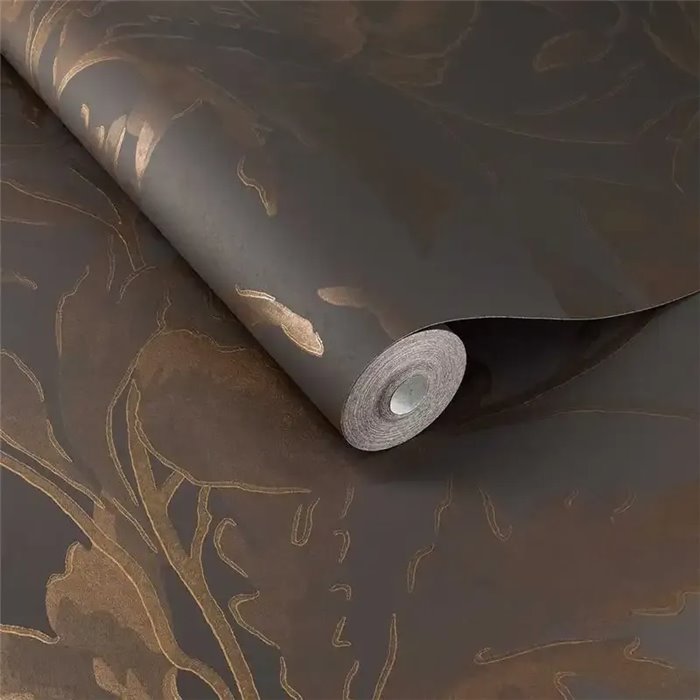 Papel pintado siluetas de flores marrón cobre romántico - Eijffinger Gilded 340135