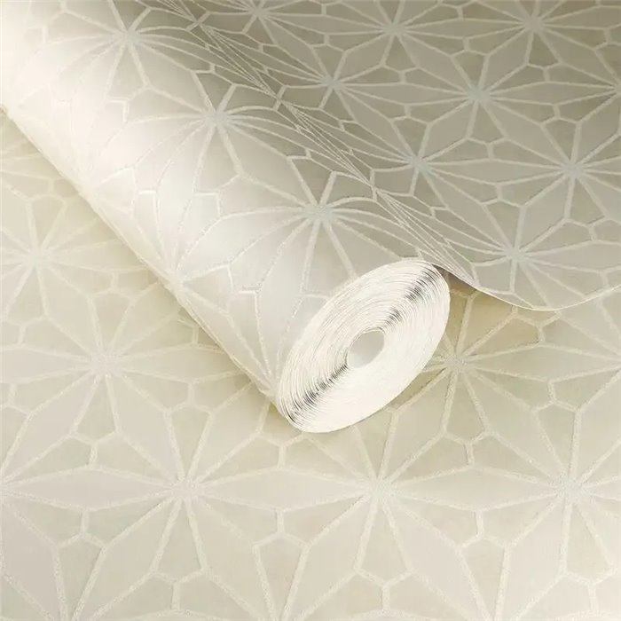 Papel pintado vidriera oriental blanco crema geométrico - Eijffinger Gilded 340140