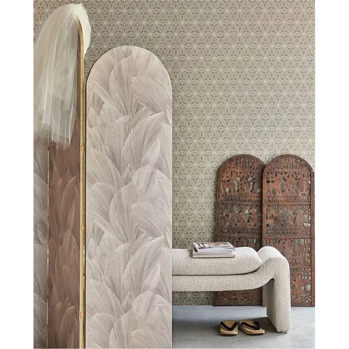 Papel pintado vidriera oriental gris topo geométrico - Eijffinger Gilded 340143