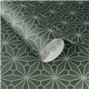 Papel pintado vidriera oriental verde geométrico - Eijffinger Gilded 340145