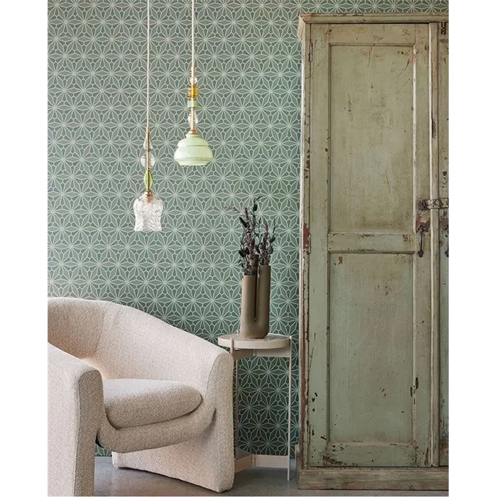 Papier peint géométrique vitrail oriental vert - Eijffinger Gilded 340145