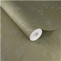 Modern metallic olive green-gold minimalist leaf wallpaper - Eijffinger Gilded 340151