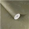 Modern metallic olive green-gold minimalist leaf wallpaper - Eijffinger Gilded 340151
