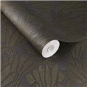 Modern metallic black-gold minimalist leaf wallpaper - Eijffinger Gilded 340154
