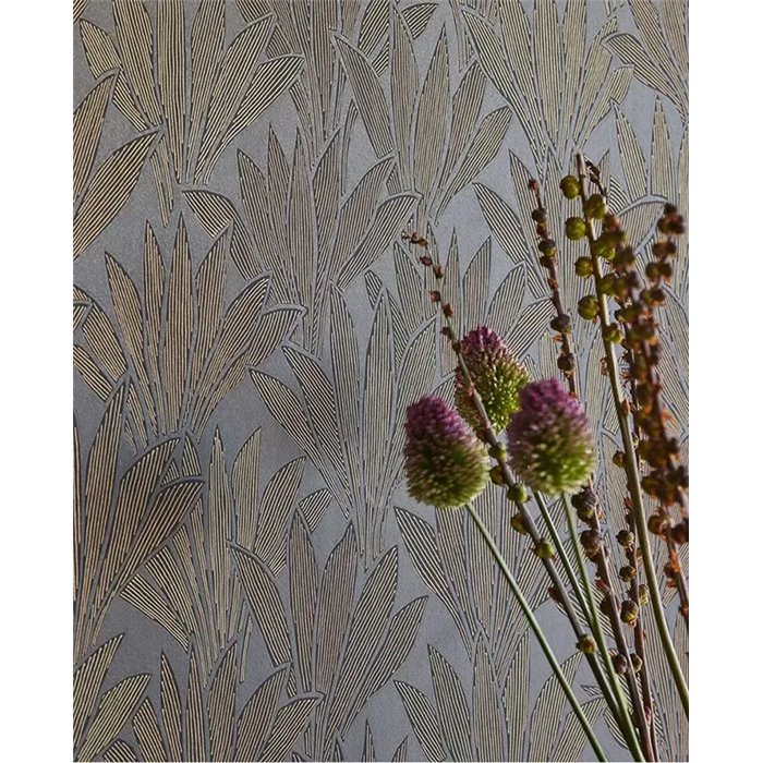 Modern metallic black-gold minimalist leaf wallpaper - Eijffinger Gilded 340154