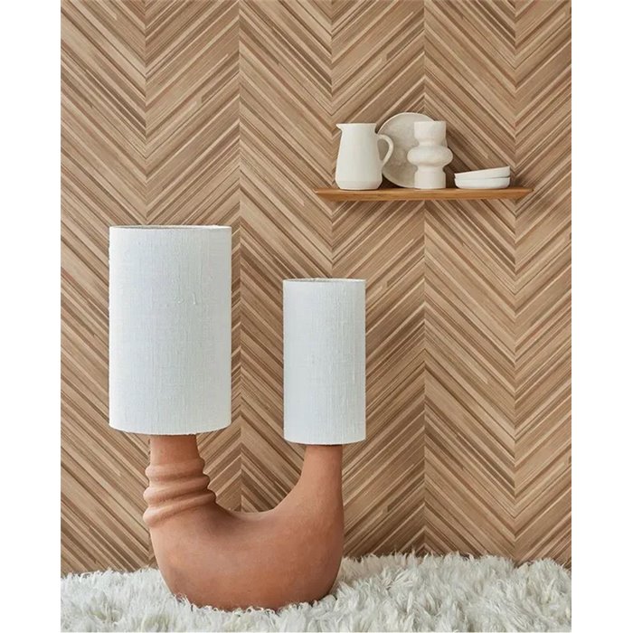Papier peint moderne bois chevron marron clair brillant - Eijffinger Gilded 340162