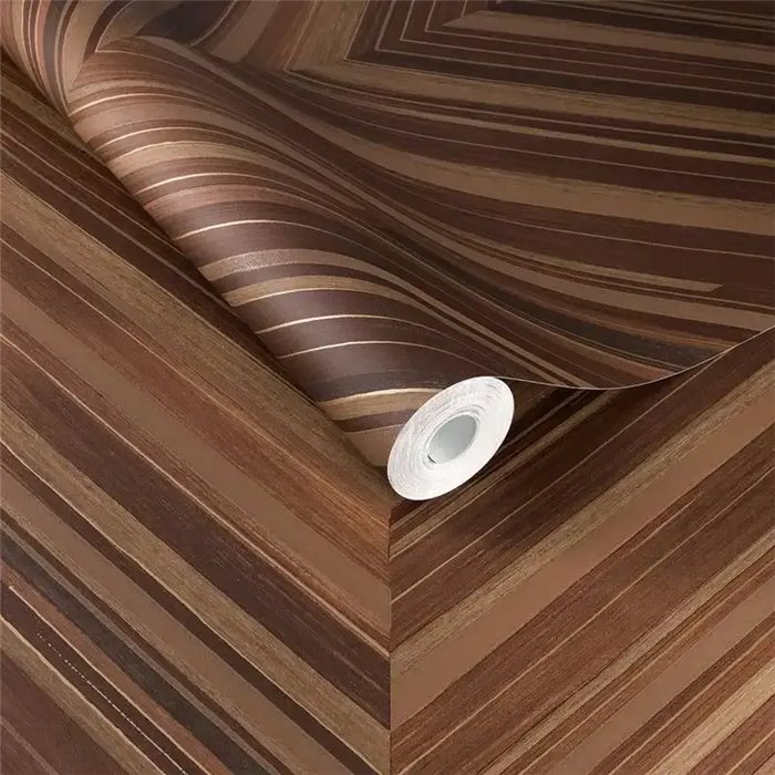 Papel pintado madera espiga marrón cobre brillante moderno - Eijffinger Gilded 340163
