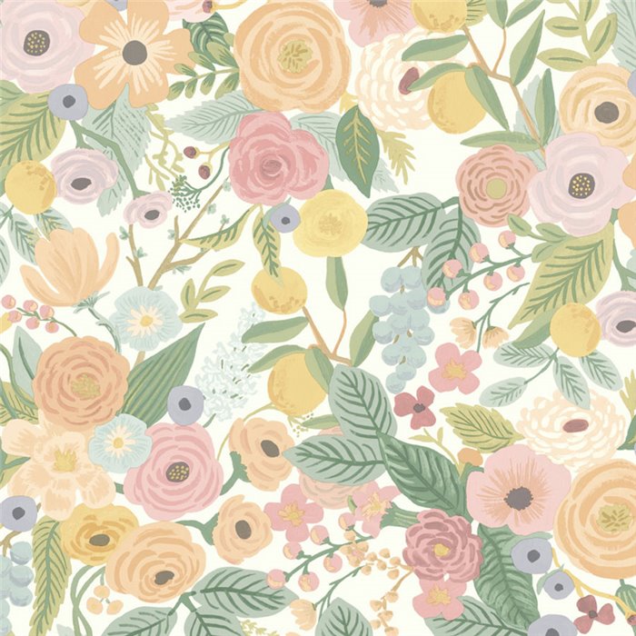 Papier peint vintage grandes fleurs tons pastel - Eijffinger Rifle Paper RI5118