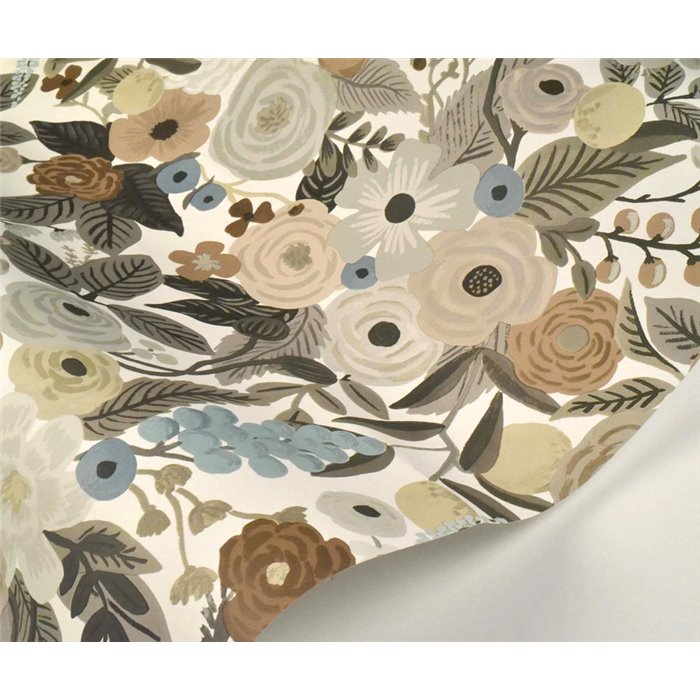 Papel pintado romántico flores grandes tonos neutros - Eijffinger Rifle Paper RI5121
