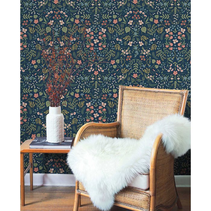 Scandinavian wildflower wallpaper blue - Eijffinger Rifle Paper RI5154
