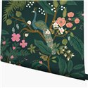 Papel pintado floral romántico pavos reales verde - Eijffinger Rifle Paper RI5168