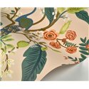 Papier peint romantique paons et fleurs beige - Eijffinger Rifle Paper RI5169