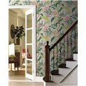 Peacock and flower wallpaper neutral tones - Eijffinger Rifle Paper RI5171