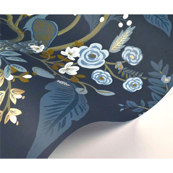 Romantische florale Tapete Pfauen blau - Eijffinger Rifle Paper RI5172