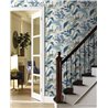 Timeless peacock and flower wallpaper blue white - Eijffinger Rifle Paper RI5173