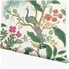 Papier peint fleurs romantiques paons vert blanc - Eijffinger Rifle Paper RI5174