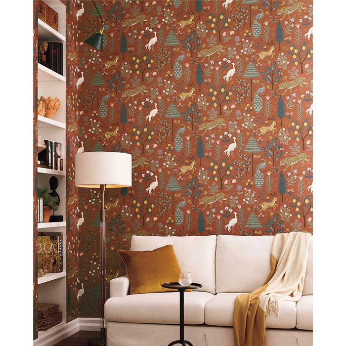 Illustrated wallpaper with flowers and animals - Eijffinger Rifle Paper RP7301