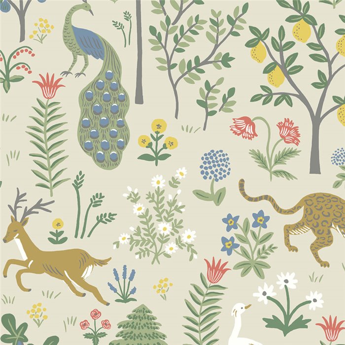 Papel pintado de patrón floral con animales - Eijffinger Rifle Paper RP7303