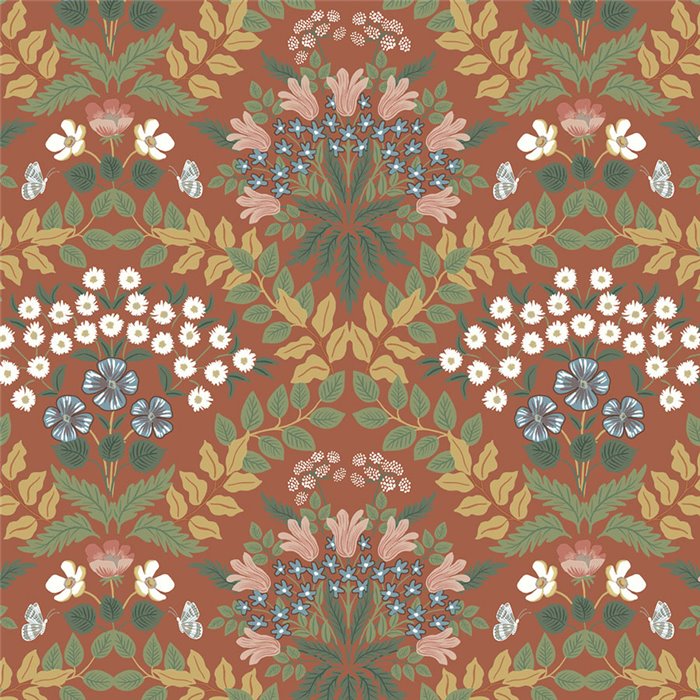 Rote florale Vintage-Tapete - Eijffinger Rifle Paper RP7320