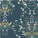 Papier peint floral illustré romantique bleu foncé - Eijffinger Rifle Paper RP7331