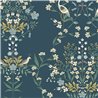 Romantische illustrierte Blumentapete dunkelblau - Eijffinger Rifle Paper RP7331