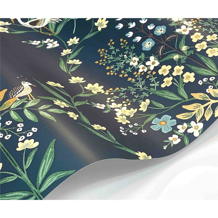 Papier peint floral illustré romantique bleu foncé - Eijffinger Rifle Paper RP7331