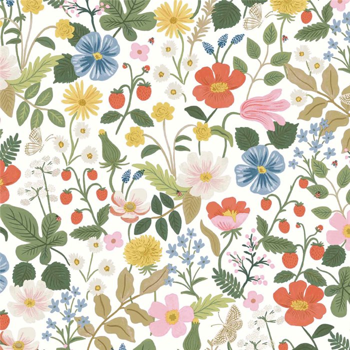 White wildflower wallpaper - Eijffinger Rifle Paper RP7354