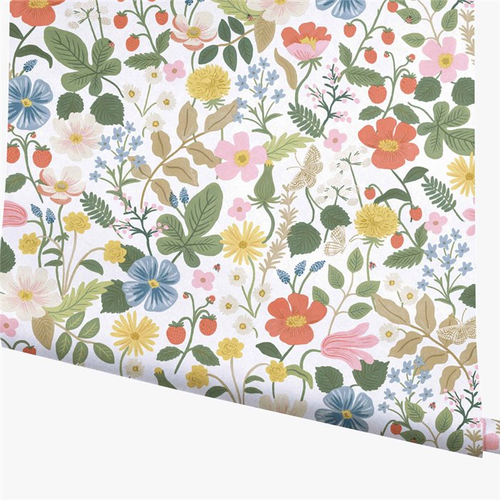 Weiße Tapete mit Wiesenblumen - Eijffinger Rifle Paper RP7354