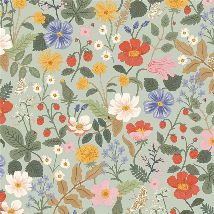 Pastel green romantic floral wallpaper - Eijffinger Rifle Paper RP7356