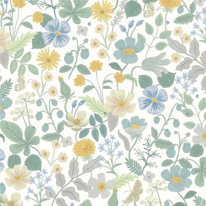 White wildflower wallpaper in pastel tones - Eijffinger Rifle Paper RP7357