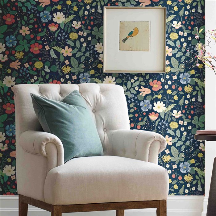 Multicolor blue romantic floral wallpaper - Eijffinger Rifle Paper RP7358