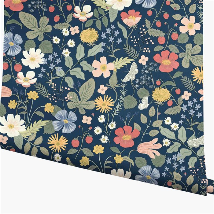 Papel pintado floral romántico azul multicolor - Eijffinger Rifle Paper RP7358