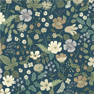 Papier peint botanique petites fleurs blanc - Eijffinger Rifle Paper RI5155