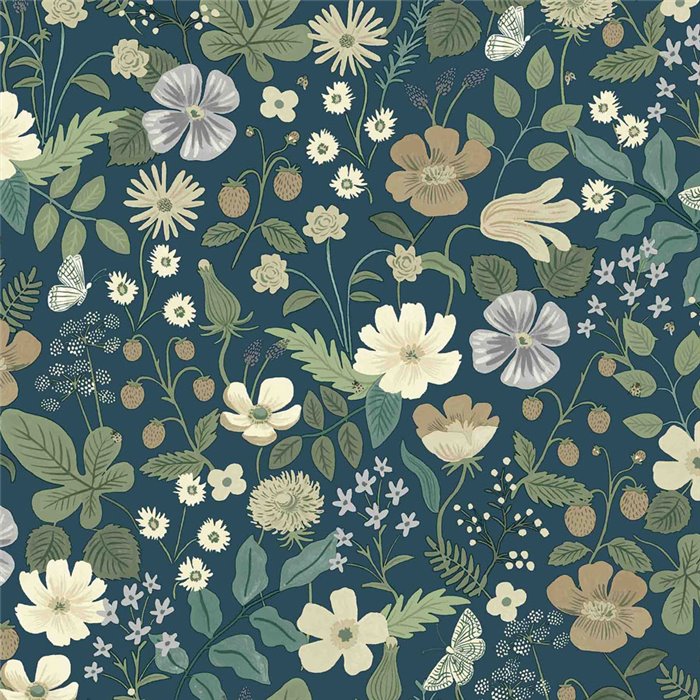 Papel pintado romántico flores del campo verde - Eijffinger Rifle Paper RP7359