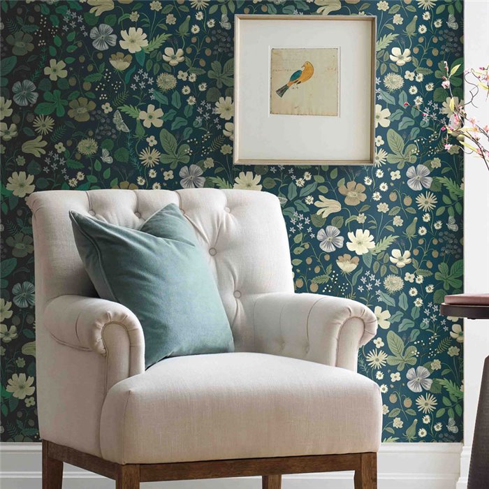 Papier peint romantique à fleurs des champs vert - Eijffinger Rifle Paper RP7359