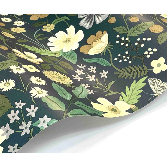 Romantische Tapete mit Wiesenblumen in Grün - Eijffinger Rifle Paper RP7359