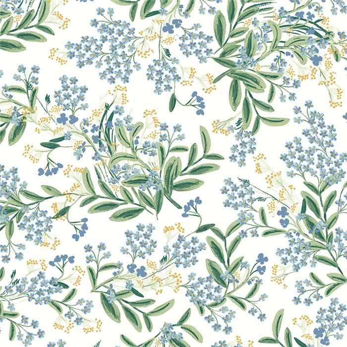 Papel pintado romántico de flores pequeñas blanco - Eijffinger Rifle Paper RP7382