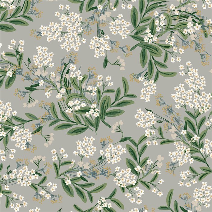 Papier peint romantique à petites fleurs gris - Eijffinger Rifle Paper RP7383
