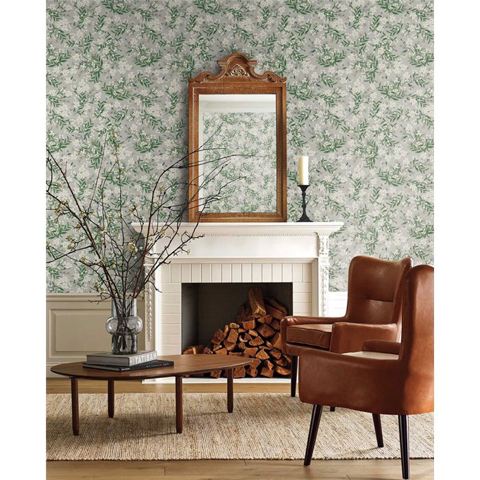 Romantische Tapete mit kleinen Blumen grau - Eijffinger Rifle Paper RP7383