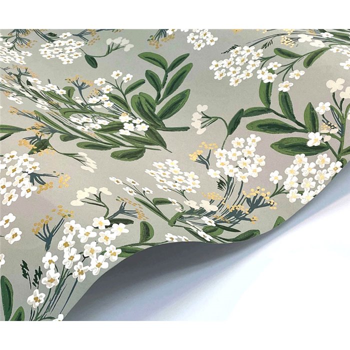 Papel pintado romántico de flores pequeñas gris - Eijffinger Rifle Paper RP7383