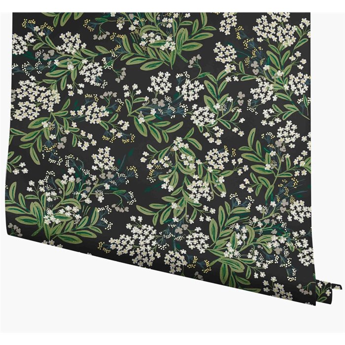 Papier peint romantique à petites fleurs noir - Eijffinger Rifle Paper RP7384