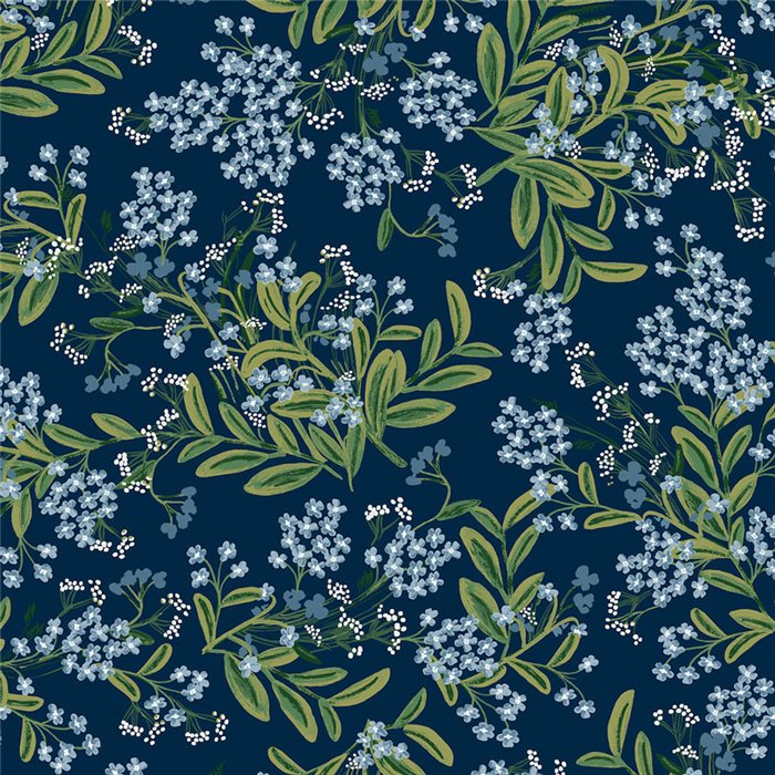 Romantische Tapete mit kleinen Blumen blau - Eijffinger Rifle Paper RP7385