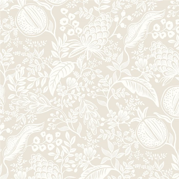 Vintage-Tapete mit Blumen und Granatäpfeln cremeweiß - Eijffinger Rifle Paper RP7388