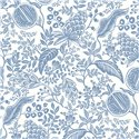 Papier peint floral vintage aux grenades tropicales bleu - Eijffinger Rifle Paper RP7390