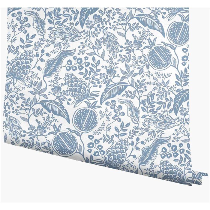 Papier peint floral vintage aux grenades tropicales bleu - Eijffinger Rifle Paper RP7390